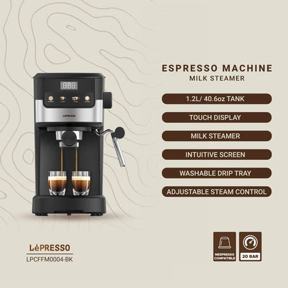 Lepresso Suprema Espresso Machine - Nespresso and Barista Capsules Compatible
