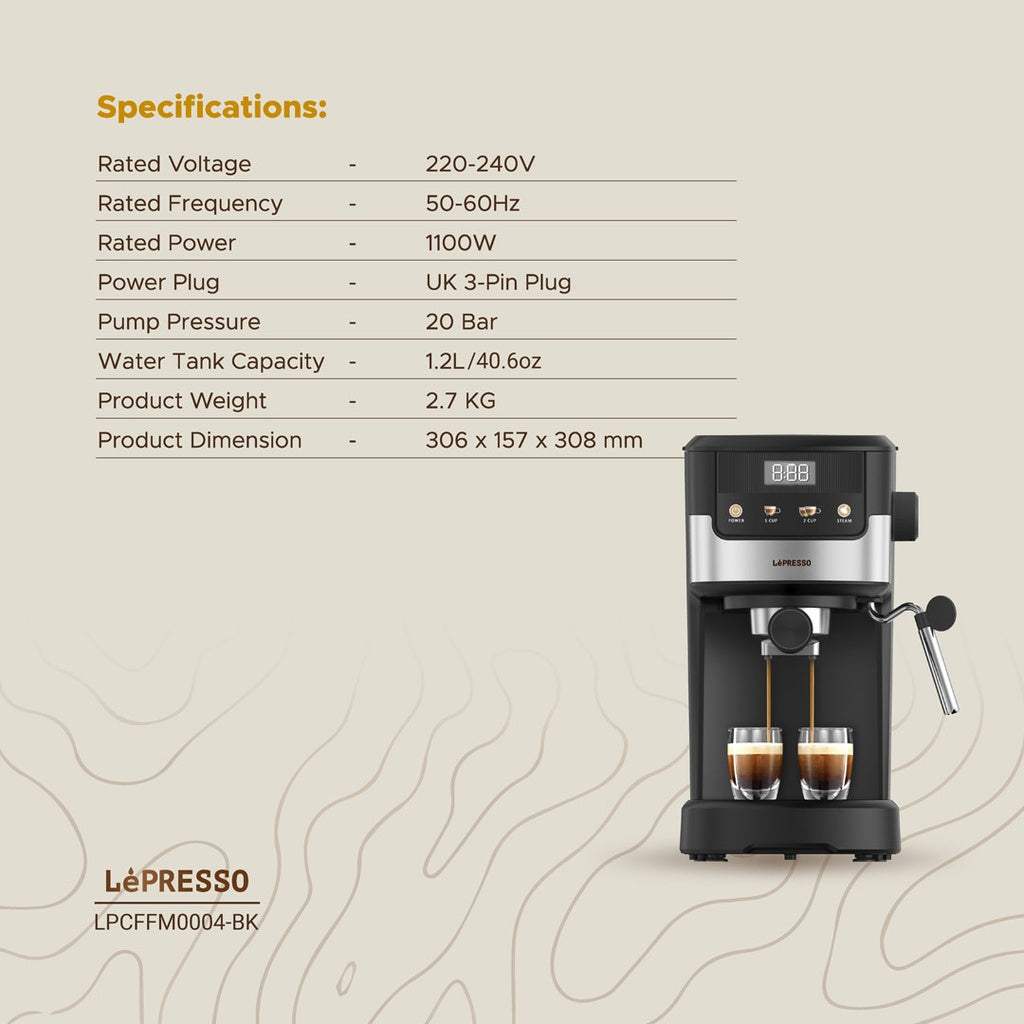 Lepresso Suprema Espresso Machine - Nespresso and Barista Capsules Compatible