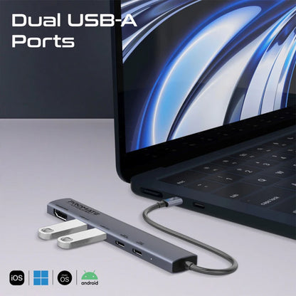 Promate LinkHub-5X - 4K@60Hz Multi-function High-Speed USB-C Hub with 100W Power Delivery