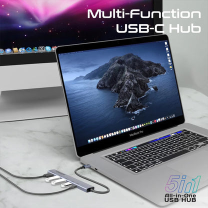 Promate LinkHub-5X - 4K@60Hz Multi-function High-Speed USB-C Hub with 100W Power Delivery
