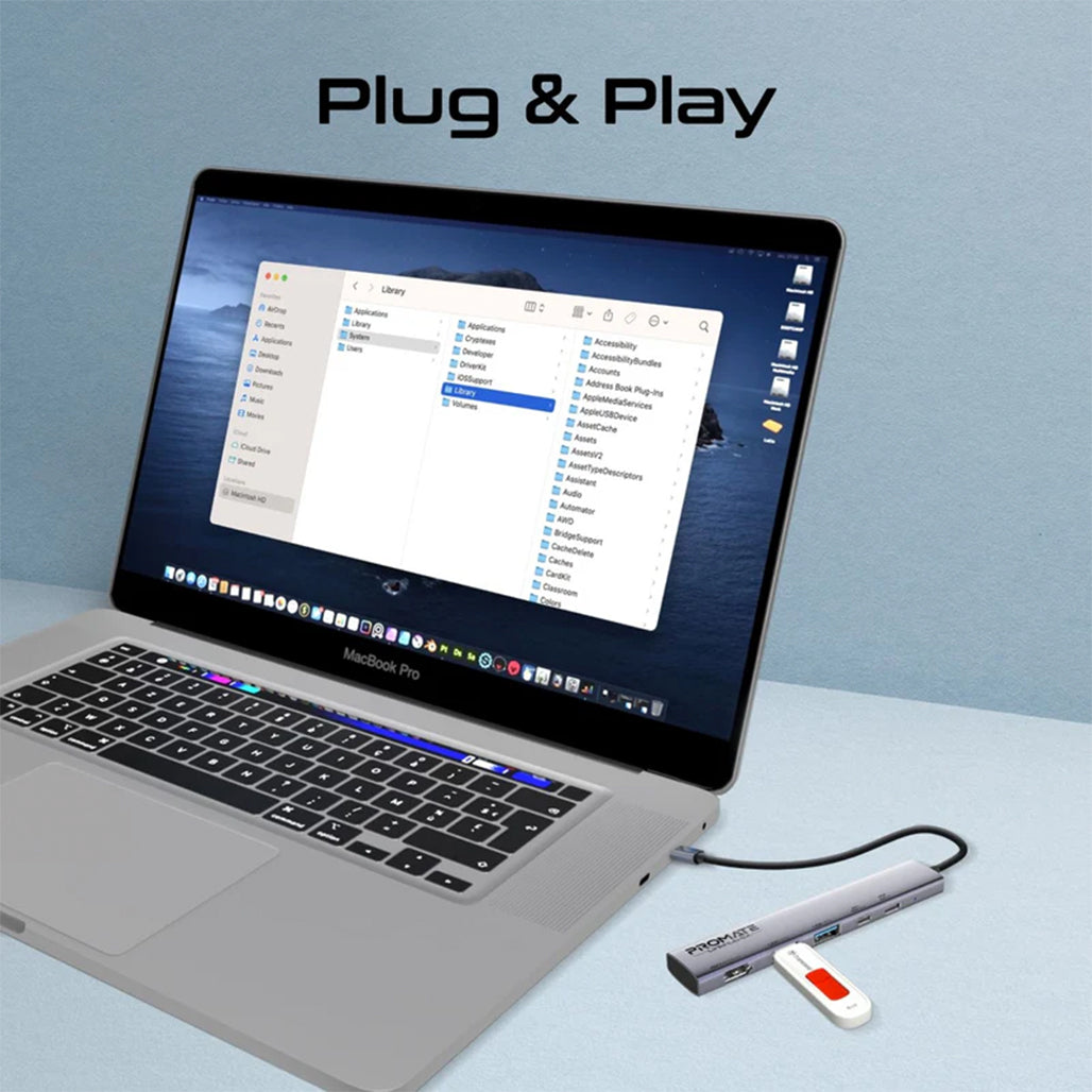 Promate LinkHub-5X - 4K@60Hz Multi-function High-Speed USB-C Hub with 100W Power Delivery