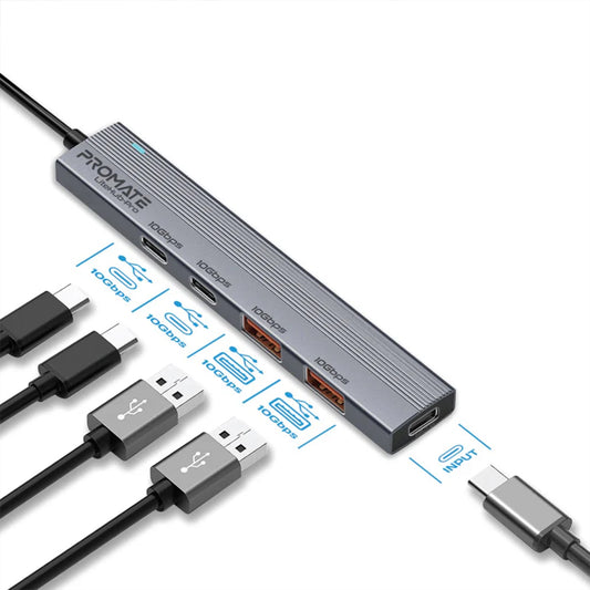 Promate LiteHub-Pro - Multi-Port 10Gbps USB-C Data Hub