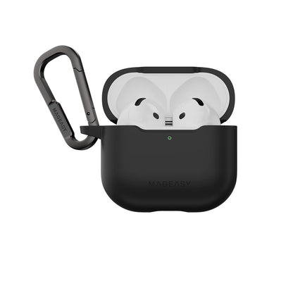 Mageasy Skin AirPods 4 Case – Soft-Touch TPU Protective Cover with Shock Absorption & Carabiner