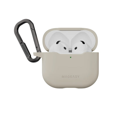 Mageasy Skin AirPods 4 Case – Soft-Touch TPU Protective Cover with Shock Absorption & Carabiner