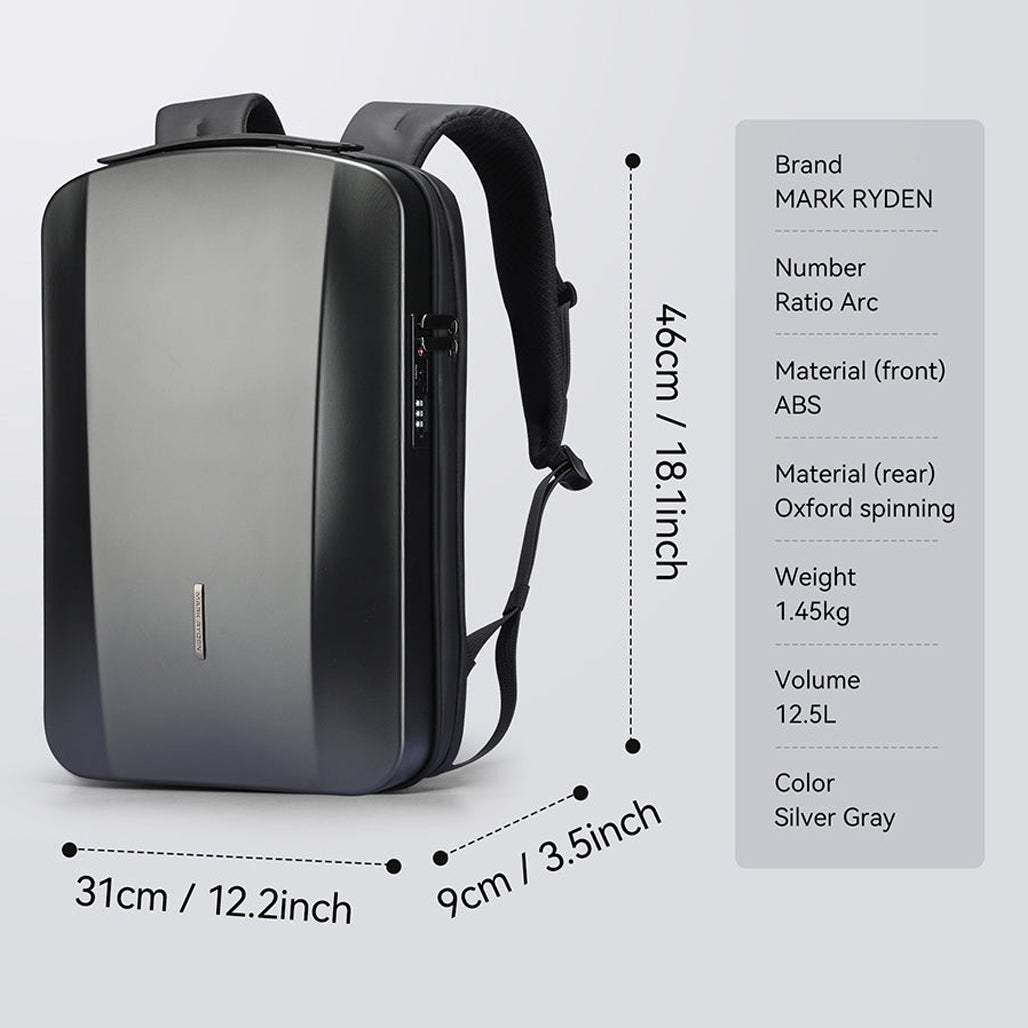 MARK RYDEN 17.3" Laptop Backpack Hardshell Travel Backpack with USB Charging Port & Anti-Theft Lock – MR8918PRO