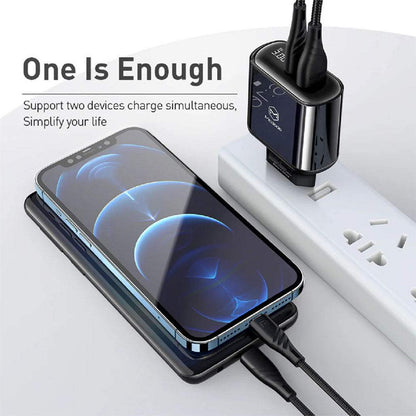MCDODO 20W Fast Charger Adapter PD 3.0 + QC 3.0 with Digital Display and Type-C to Lightning Cable