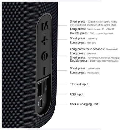 Mcdodo Portable Bluetooth Speaker with Colorful Lights - BS-1410