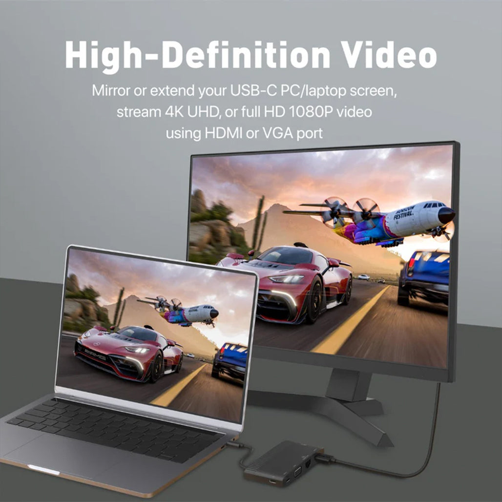 Promate MediaHub-C6 - 6-in-1 Highly Versatile USB-C Media Hub with 100W Power Delivery