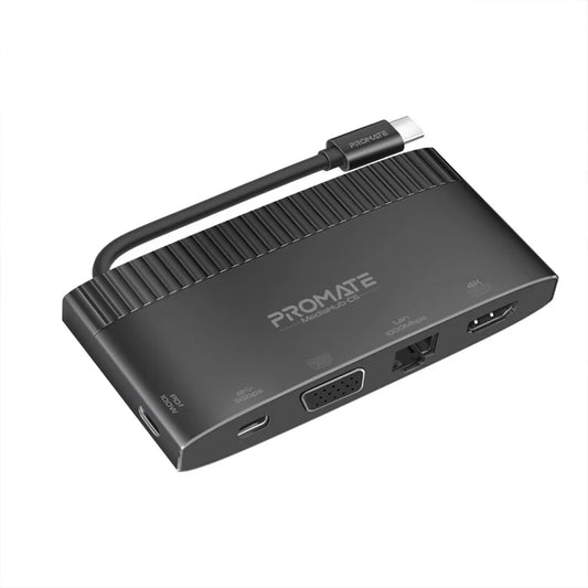 Promate MediaHub-C6 - 6-in-1 Highly Versatile USB-C Media Hub with 100W Power Delivery