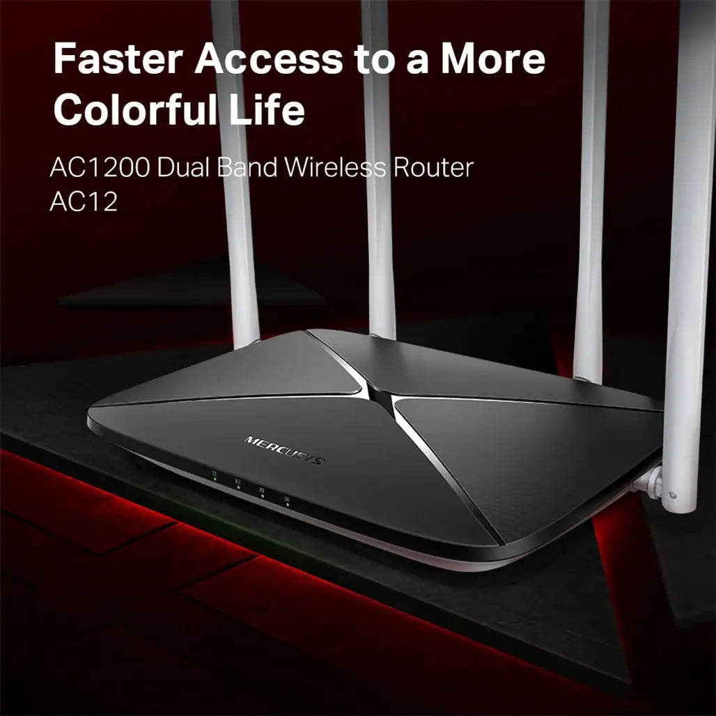 Mercusys AC12 AC1200 Dual-Band Router – Fast Wi‑Fi & Gigabit