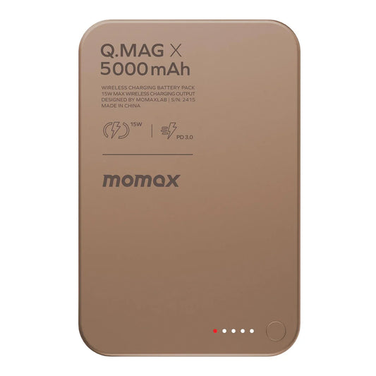 Momax Q.Mag X Magnetic Wireless Power Bank 5000mAh - Sandstone - Slim & Fast Charging