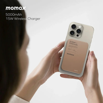 Momax Q.Mag X Magnetic Wireless Power Bank 5000mAh - Sandstone - Slim & Fast Charging