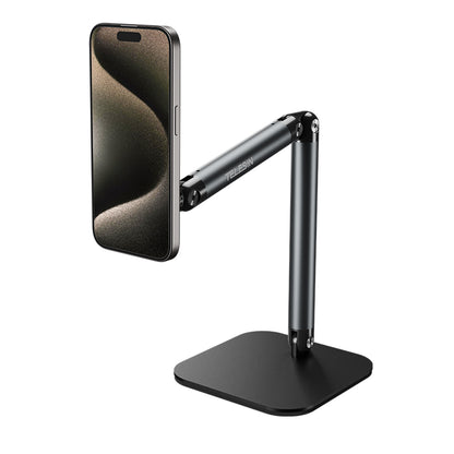 Telesin Magnetic Desktop Phone Stand – 360° Adjustable Metal Hinge, Dual 1/4" Mounts, Foldable Design, Aluminum Alloy Build – P3-DS-01