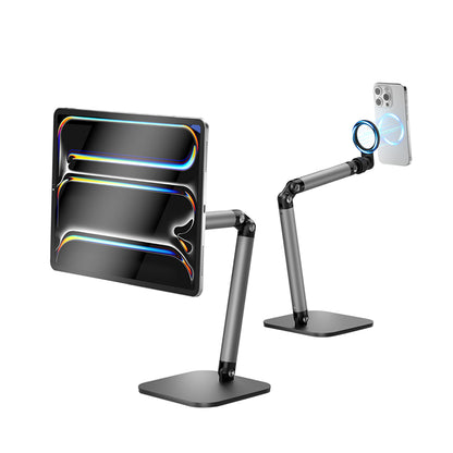 Telesin Magnetic Desktop Phone Stand – 360° Adjustable Metal Hinge, Dual 1/4" Mounts, Foldable Design, Aluminum Alloy Build – P3-DS-01