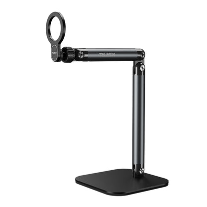 Telesin Magnetic Desktop Phone Stand – 360° Adjustable Metal Hinge, Dual 1/4" Mounts, Foldable Design, Aluminum Alloy Build – P3-DS-01