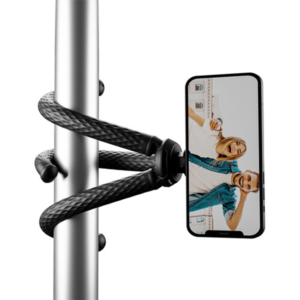 Telesin Flexible Octopus Tripod & Magnetic Mount – For Phones & Action Cameras, 4.4 lb Load, Adjustable Head, Dual Mounts – Black
