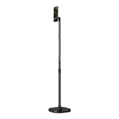TELESIN Phone Floor Stand with Articulating Arm and MagSafe – 360° Adjustable Mount, Heavy-Duty Base, Foldable Design – Black/Silver