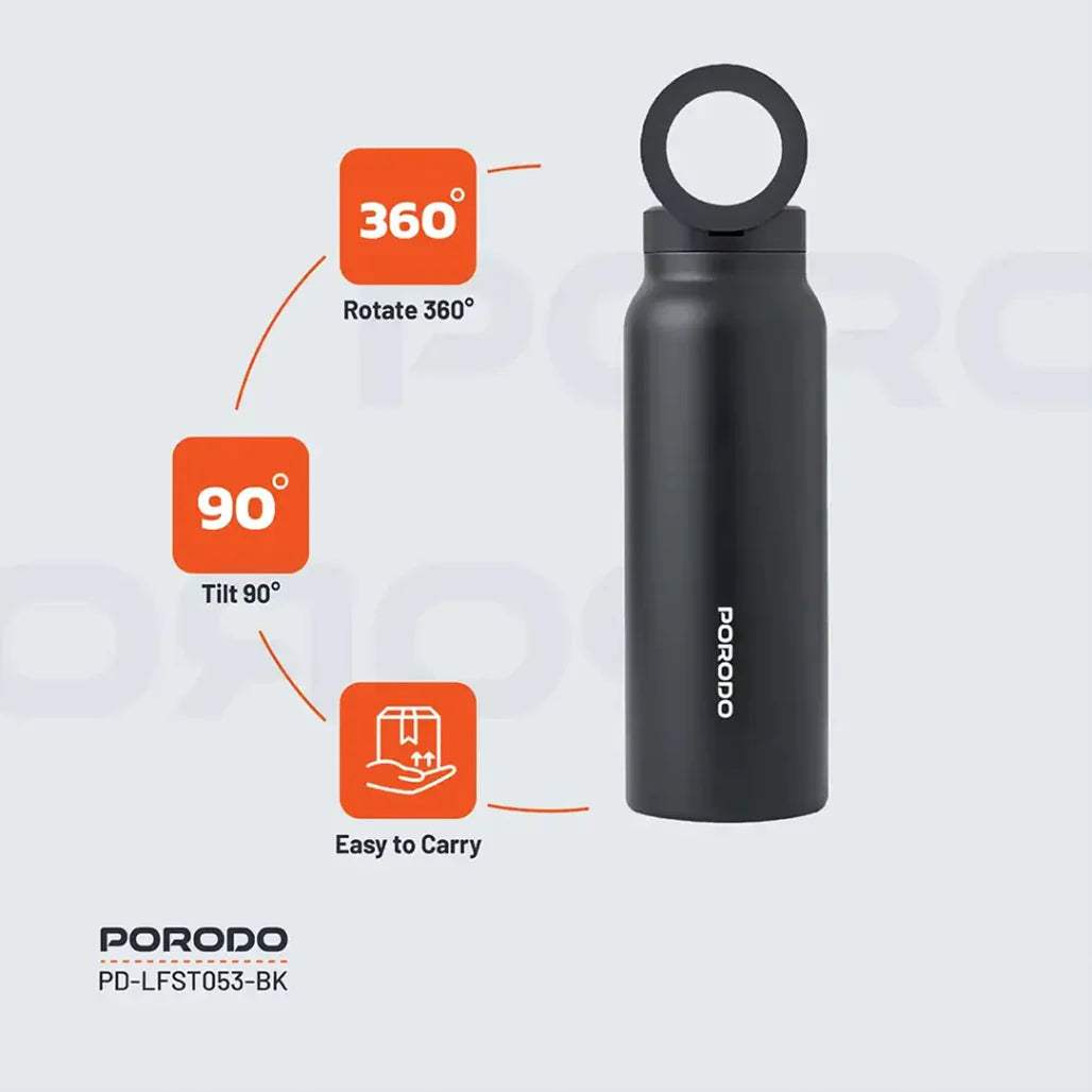 Porodo Lifestyle 1L Magnetic Mount Stainless Steel Water Bottle | LFS134