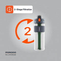 Porodo Lifestyle 2-Stage Filtration Water Bottle – BPA-Free, 600mL