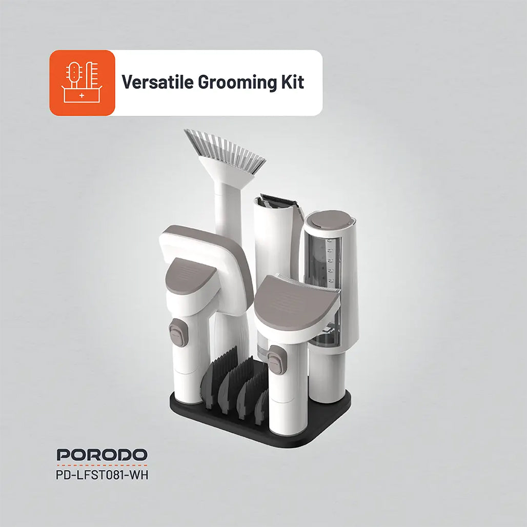 Porodo Lifestyle Pet Grooming Kit Trimmer & Vacuum – White - PD-LFST081-WH