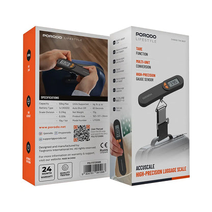 Porodo Lifestyle Accuscale High-Precision Luggage Scale – Black - PDLFST205BK