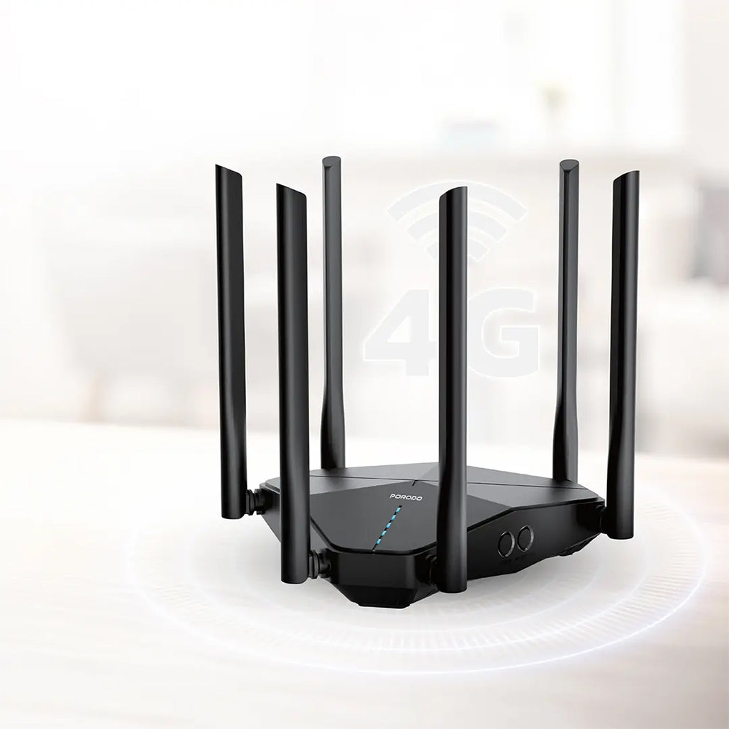Porodo Dual Band Portable Wi-Fi Router - Black - PDLFST207BK