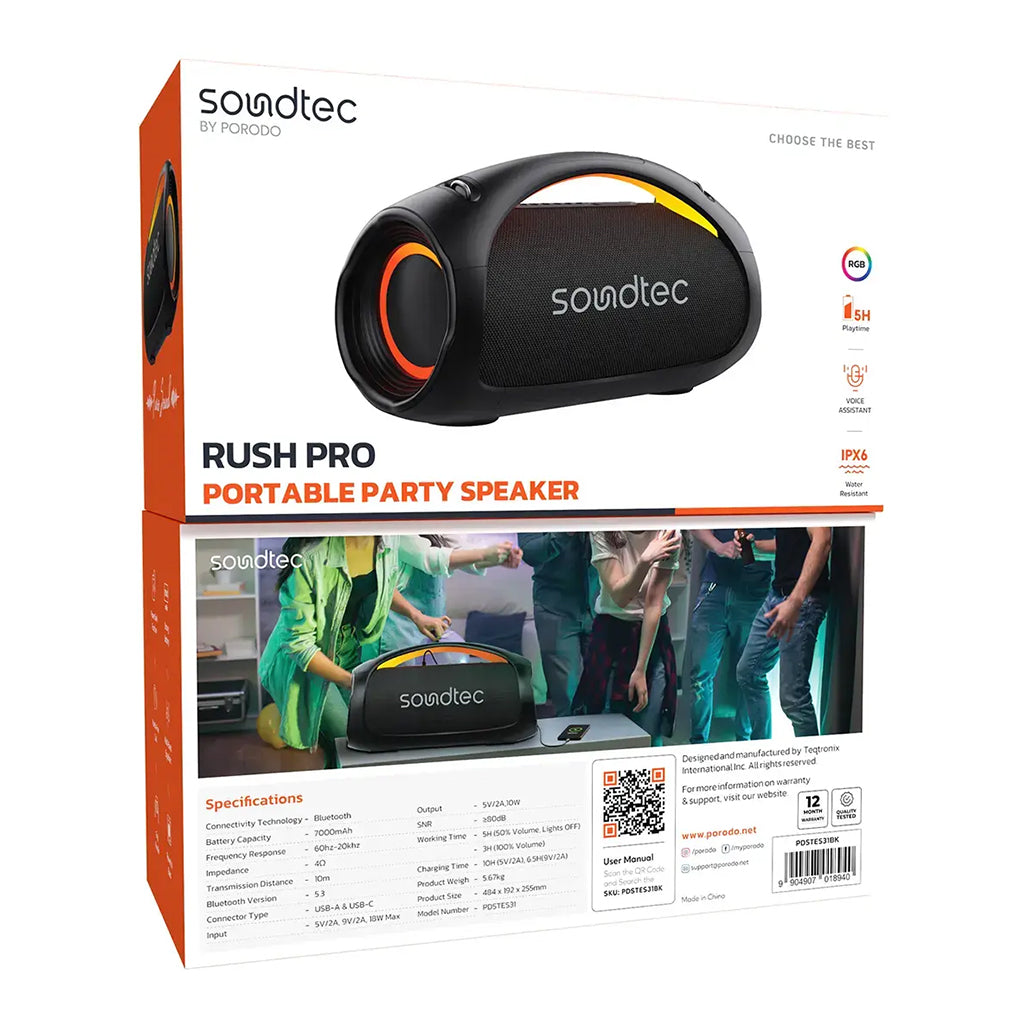 Porodo Soundtec Rush Pro Portable Party Speaker – Black - PDSTES31BK