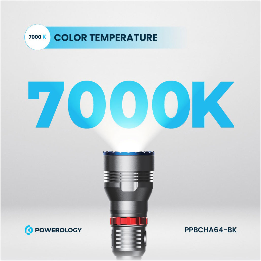 Powerology 4000mAh Waterproof LED Flashlight – Black - PPBCHA64-BK