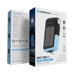 Powerology Sante 10000mAh Solar Power Bank – Black - PPBDS05BK
