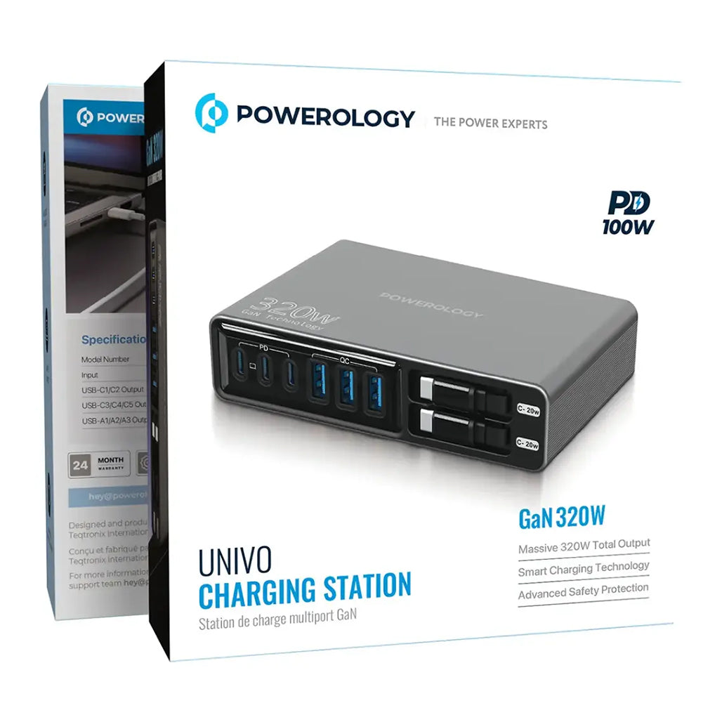 Powerology Univo Charging Station PD 100W – Black - PWCUQC049BK
