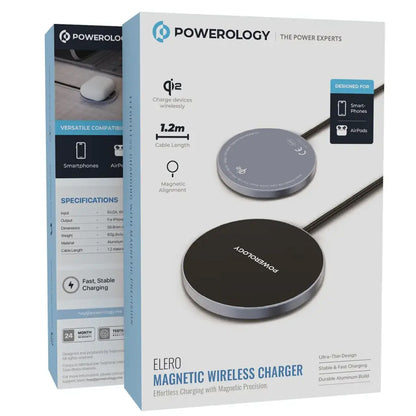 Powerology Elero Qi2 Magnetic Wireless Charger - Gray - PWMWCV28GY