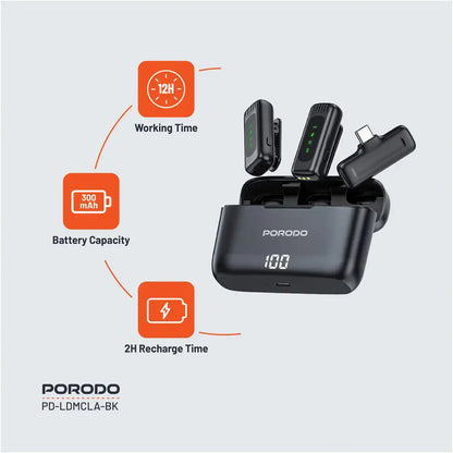 Porodo Dual Lavalier Microphone – Dual Mics with Lightning Connector