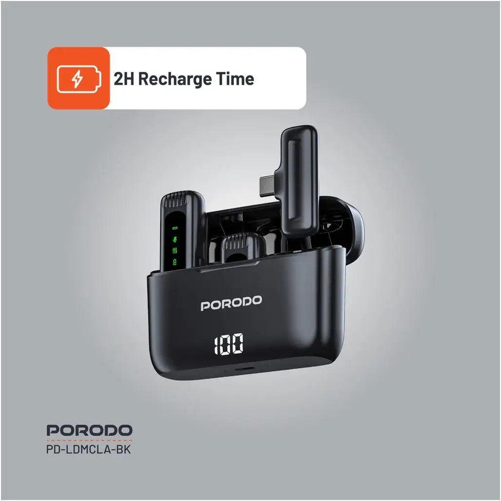 Porodo Dual Lavalier Microphone – Dual Mics with Lightning Connector