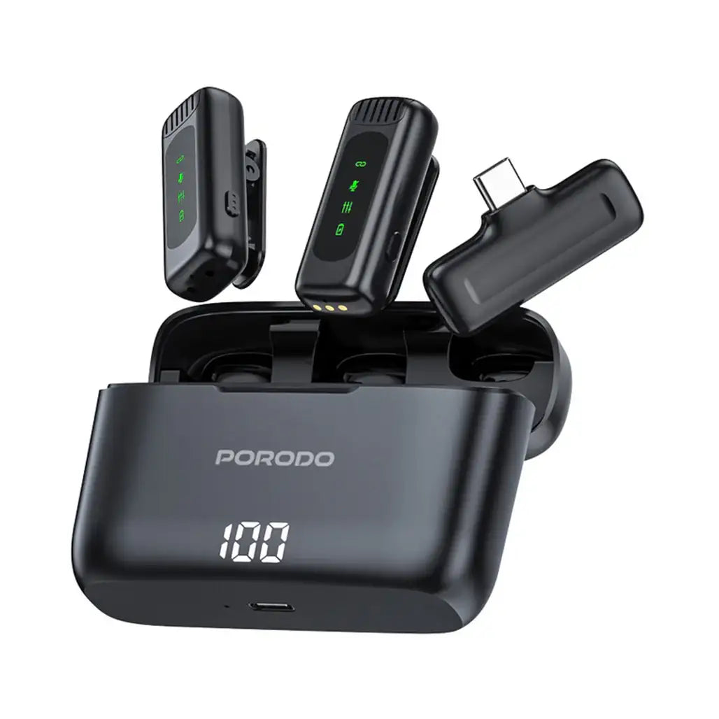Porodo Dual Lavalier Microphone – Dual Mics with Lightning Connector