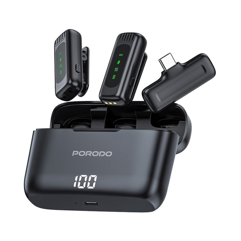 Porodo Dual Lavalier Microphone – Dual Mics with Lightning Connector