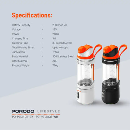 Porodo Lifestyle Dual Spin Portable Rechargable Blender