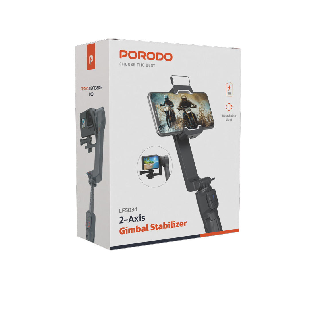 Porodo 2-Axis Gimbal Stabilizer – PD-LFST034-BK – Black