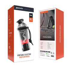 Porodo Lifestyle Portable Electric Protein Mixer – Black | 550ml, Type-C Charging
