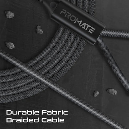 Promate PowerLink-3C - 140W High-Speed Fabric Braided USB-C to Dual USB-C Charging Cable