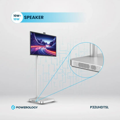 Powerology Android 32” UHD Tablet with Stand – 4K Display, Android 13, 8GB+128GB