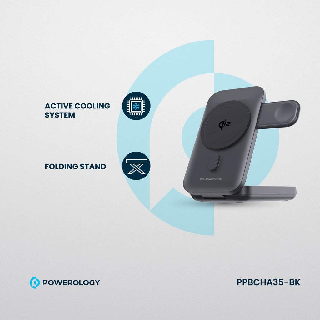 Powerology 10000mAh 3 in 1 Qi2 15W MagSafe Power Bank