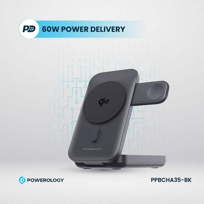 Powerology 10000mAh 3 in 1 Qi2 15W MagSafe Power Bank
