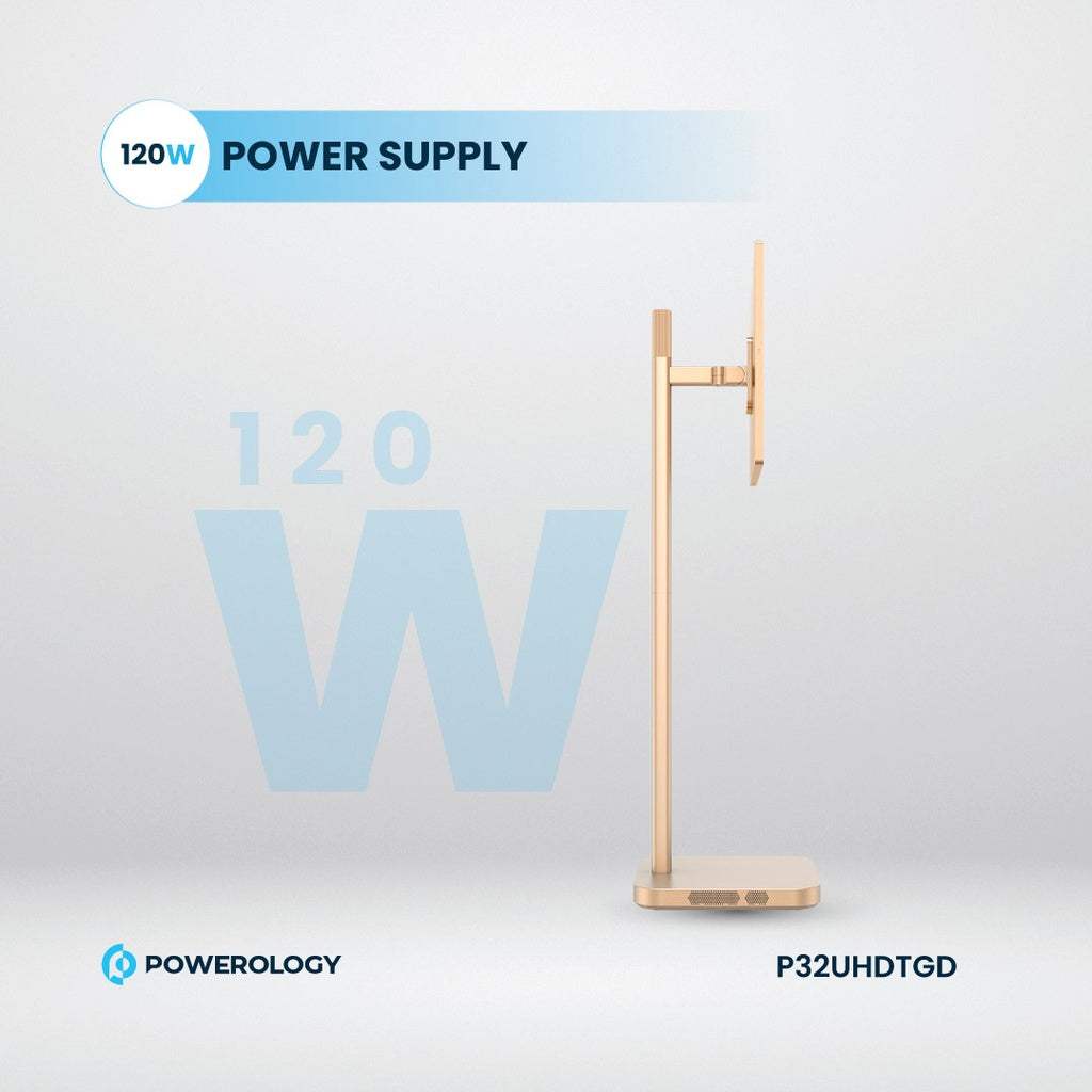 Powerology 32" Movable, Rotatable and Height Adjustable Google 4K Screen with 4K Camera - Brass