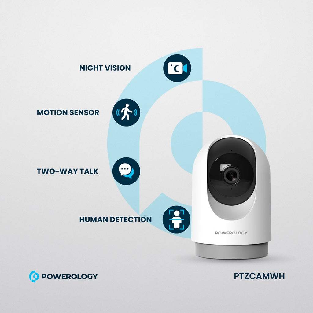 Powerology Indoor PTZ 2K Pan and Tilt Smart Camera