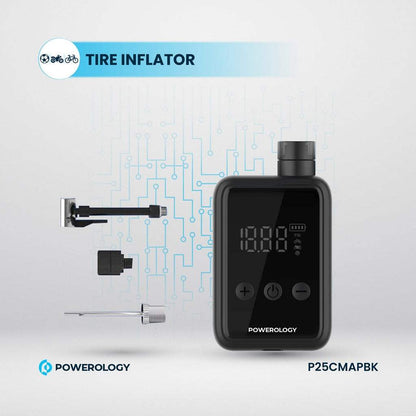 Powerology Super Compact Motorcycle Tire Inflator Black