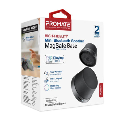 Promate Punch - High-Fidelity Mini Bluetooth Speaker with MagSafe Compatible Base