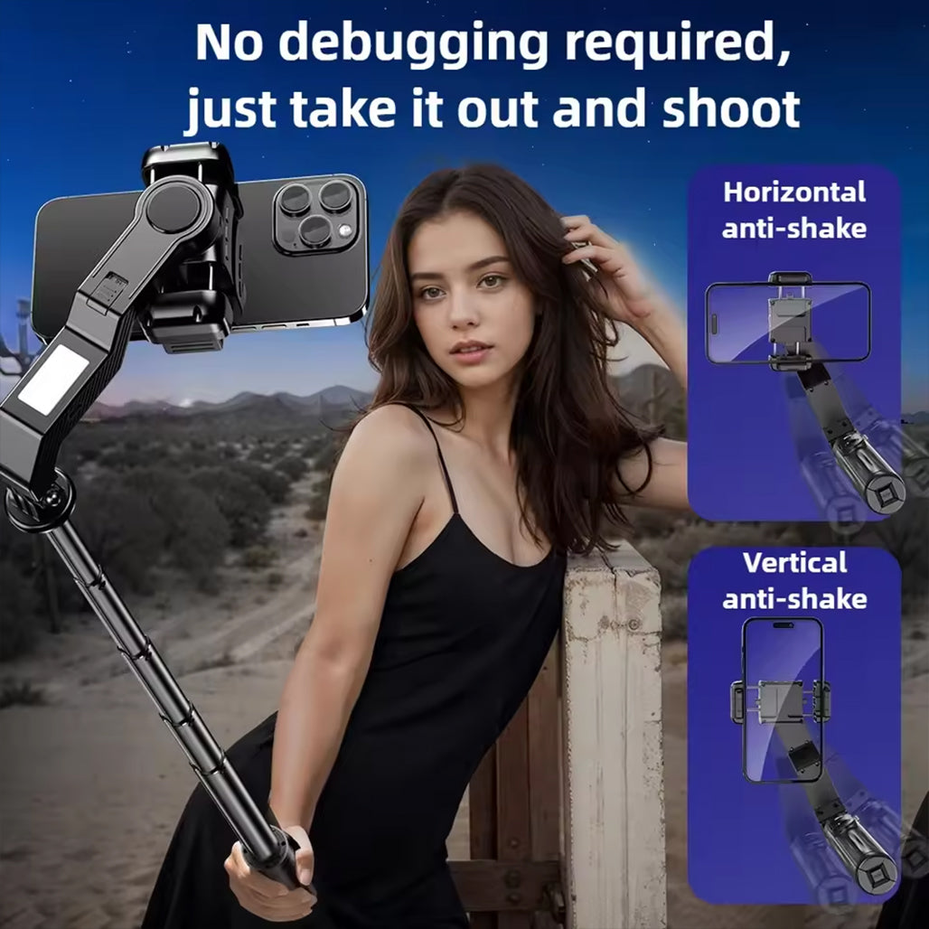 Q31 Single-Axis Stabilizer Selfie Stick Tripod Smart and stable mobile phone holder with Fill Light for Smartphone