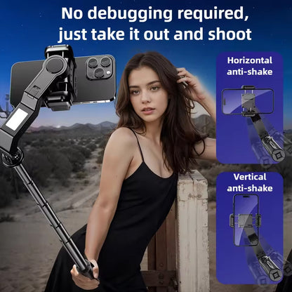Q31 Single-Axis Stabilizer Selfie Stick Tripod Smart and stable mobile phone holder with Fill Light for Smartphone