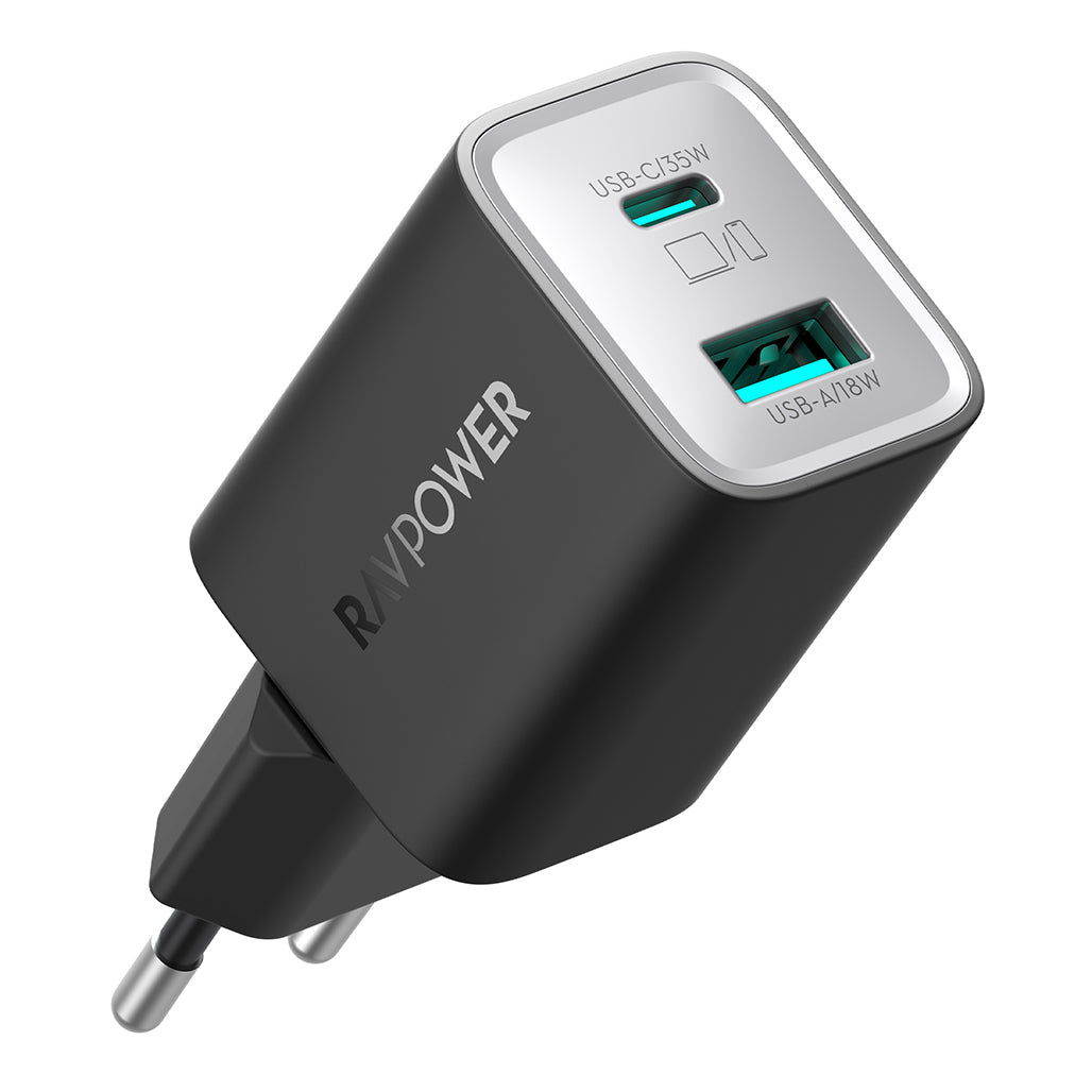 RAVPower 35W Fast Wall Charger EU Plug - Black - RP-PC1046