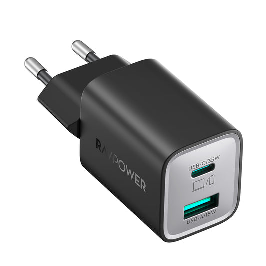 RAVPower 35W Fast Wall Charger EU Plug - Black - RP-PC1046